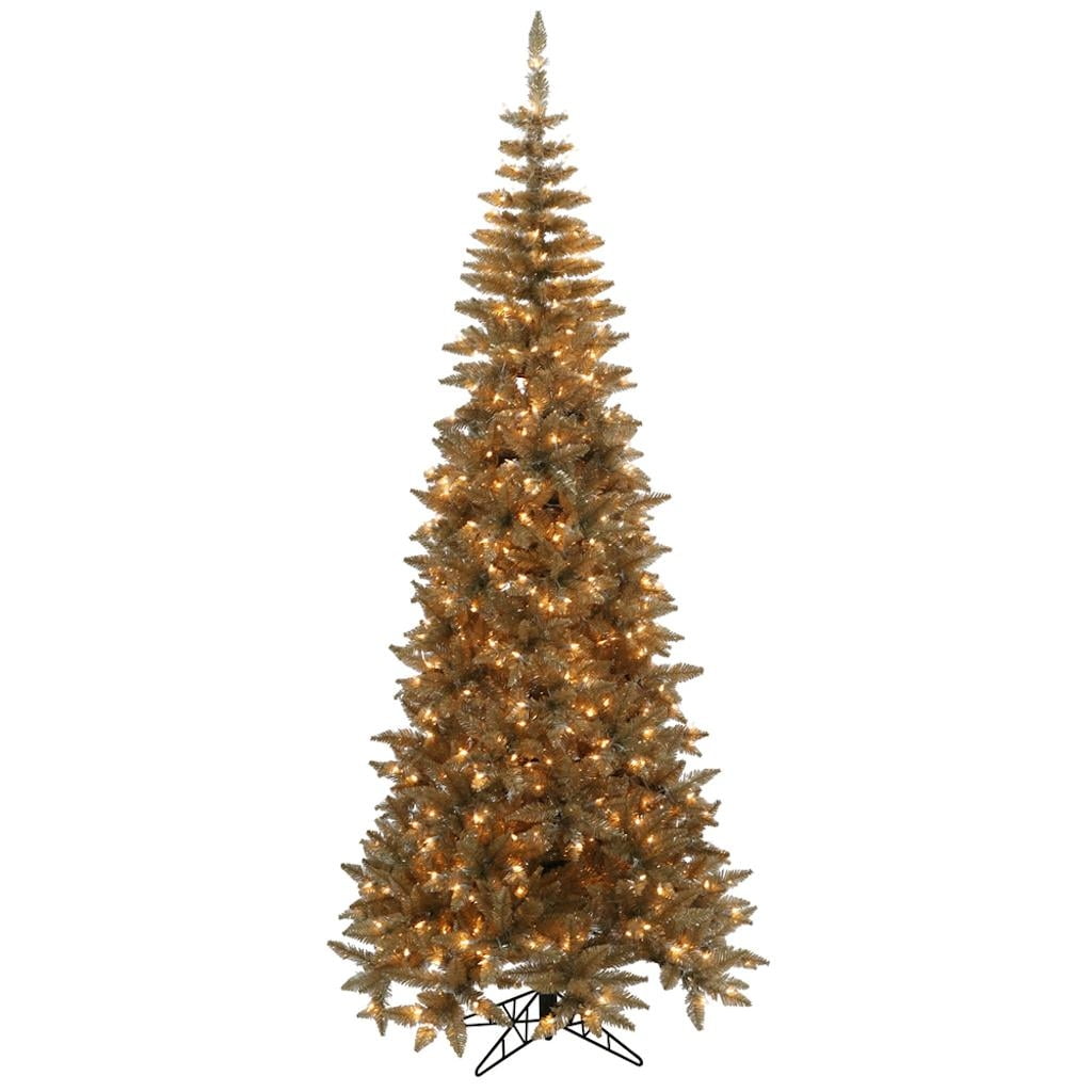 Vickerman 449981 9' x 46" Tinsel Antique Champagne Tree with 700 Warm White LED Lights