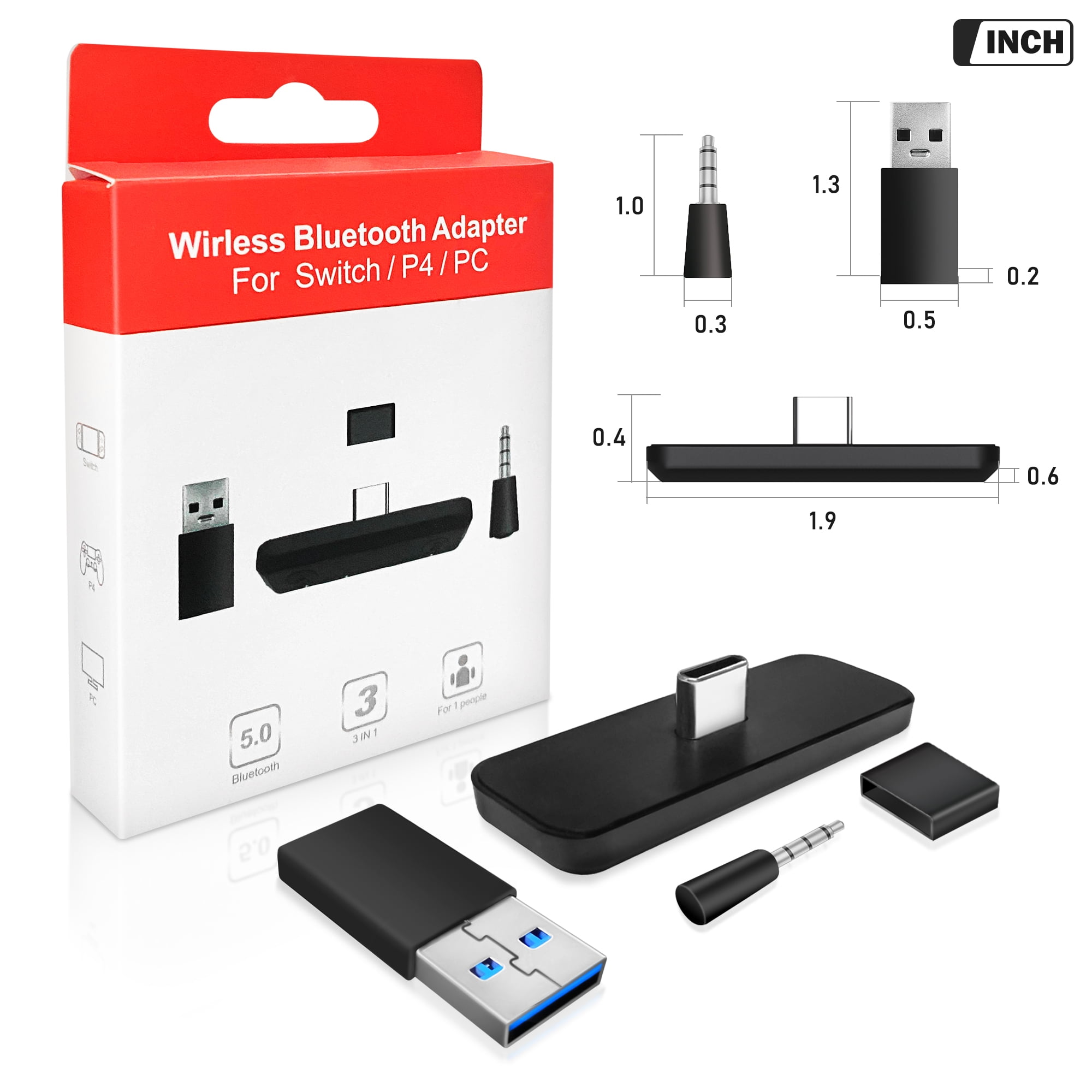 nederlag bus tillykke WeGuard Bluetooth Adapter for Nintendo Switch & Lite, Transmitter Adapter  with Low Latency Compatible with Nintendo Switch/Switch Lite PS4 PC -  Walmart.com