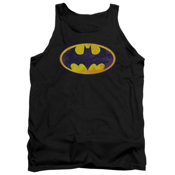 Batman Bm Neon Distress Logo Adult Tank Top Black