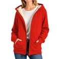 thumbnail image 2 of Womens Sherpa Lined Hoodie Thick Fleece Zip Up Winter Warm Comfy Oversized Hooded Sweatshirt Jacket with Pockets, 2 of 6