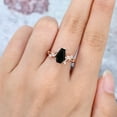 thumbnail image 3 of Coffin Cut Black simulated diamond Ring- 14K Gold plated Black Onyx Engagement Ring For Women- simulated diamond Bridal Ring Promise Ring Anniversary Gift, 3 of 6