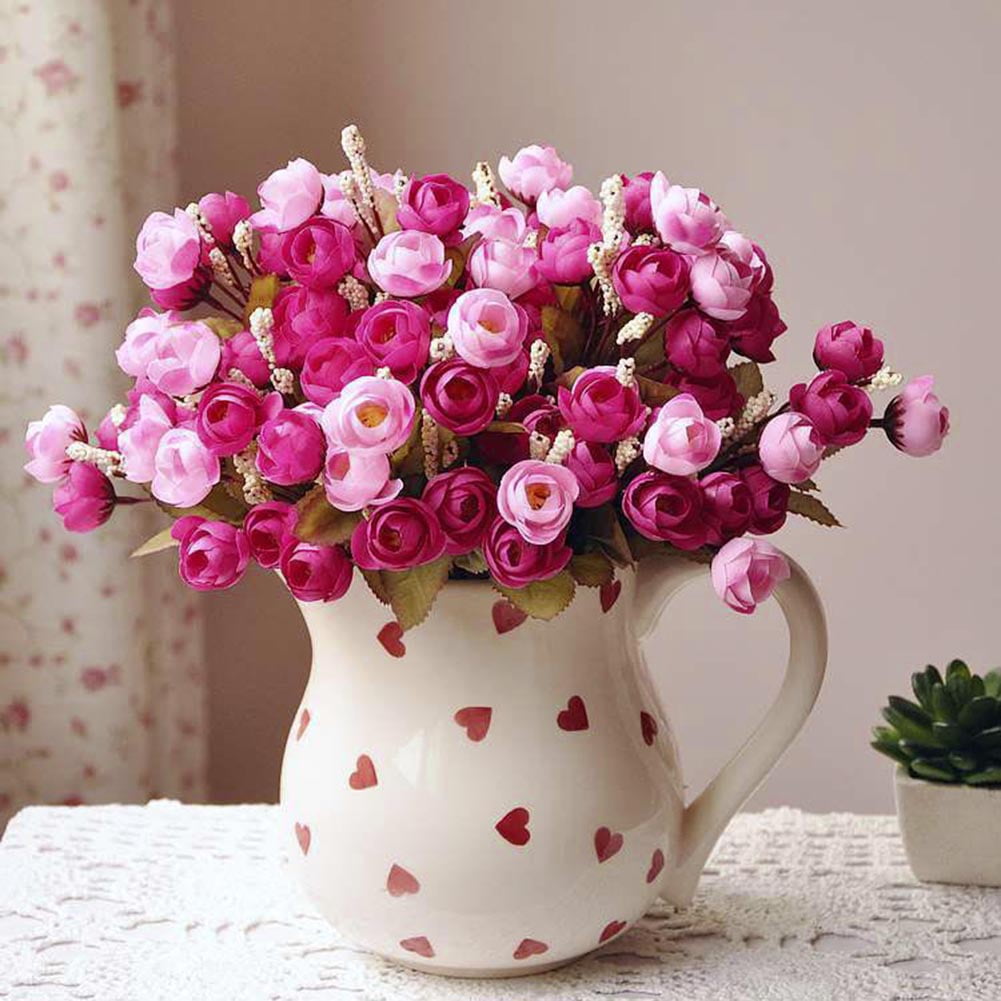 Artificial Silk Camellia Flowers Petals Bouquets Craft for Living Room Decor