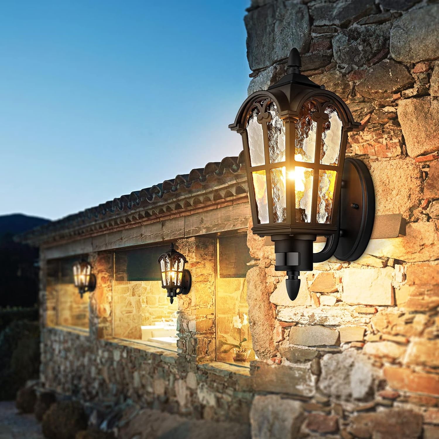 Nordic Hygge 2-Pack 16-Inch Large Dusk to Dawn Motion Sensor Outdoor Wall Lights