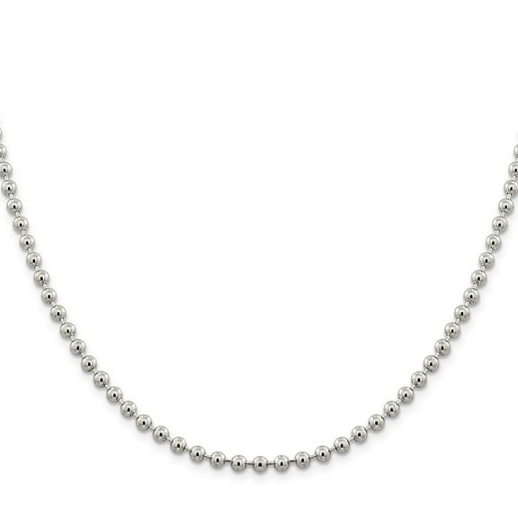 Auriga Fine Jewelry 925 Sterling Silver 4 mm Beaded Chain Necklace for Women 16"