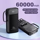 thumbnail image 2 of Power Bank Pila Batería Recargable Kimhi Carga Super Rapida 60,000mah Pd20w Portatil Color Negro Con 4 Cables Y 4 Puertos Usb Cargador Para Celular Tablet Banco De Energia Pantalla Led, 2 of 5
