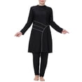 thumbnail image 2 of HNMKIU Swimsuits for Women Plus Size Full Coverage Loose Fit Long Sleeve Swim Dress with Hood and Pants Womens Swimwear 02_Black，XXXL, 2 of 7