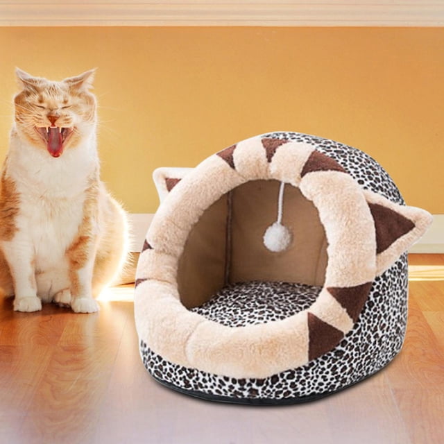 Camas plegables para gatos con bola, parte inferior antideslizante, muebles cálidos, cojín, cueva suave, cesta para perros, tienda de campaña, , 42x45x34cm Salvador Camas para gatos
