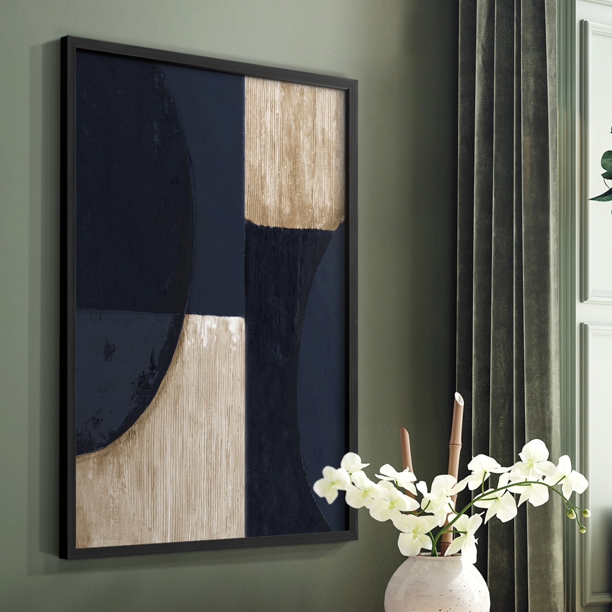 Navy Reflections in Black Solid Wood 16 x 20 Framed Print