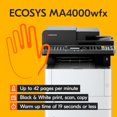thumbnail image 2 of Impresora láser multifunción monocromática inalámbrica KYOCERA ECOSYS MA4000wfx (impresión, copia, escaneo y fax), hasta 42 ppm, procesador de documentos de doble escaneo y utilidades gratuitas de OCR, 2 of 5