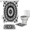 thumbnail image 2 of FMSHPON Black White 4 Piece Bathroom Set Shower Curtain Bath Rug Contour Mat and Toilet Lid Cover, 2 of 7