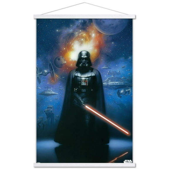 Star Wars: Saga - Vader in Space Wall Poster with Wooden Magnetic Frame, 22.375" x 34"