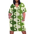 thumbnail image 2 of Retro mediados de siglo moderno abstracto patrón de edad espacial 760 aguae verde vestido suelto con bolsillo ropa femenina, 2 of 7