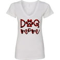 thumbnail image 3 of Inktastic Dog Mom with Paw Print in Plaid Women's V-Neck T-Shirt, 3 of 5