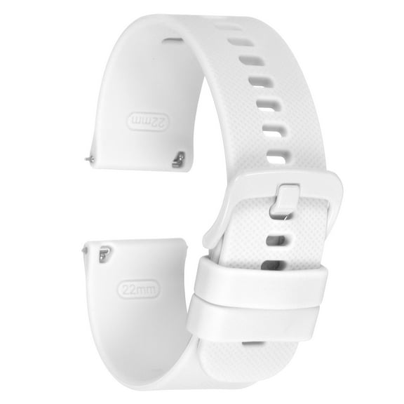 Uxcell Silicone Watch Band 22mm Quick Release Flexible Rubber Replacement Watch Strap with Stainless Steel Clasp for Men Women, White