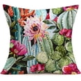 thumbnail image 4 of Green Plant Cotton Linen Throw Pillow Case Succulents Cactus Prickly Pear Flowers Decorative Cushion Cover Farmhouse Home Decor Pillowcase 18" x 18", Set of 4 (PP), 4 of 6