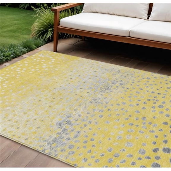 HomeRoots 609471 8 x 10 ft. Yellow & Gold Abstract Washable Indoor & Outdoor Rectangle Area Rug