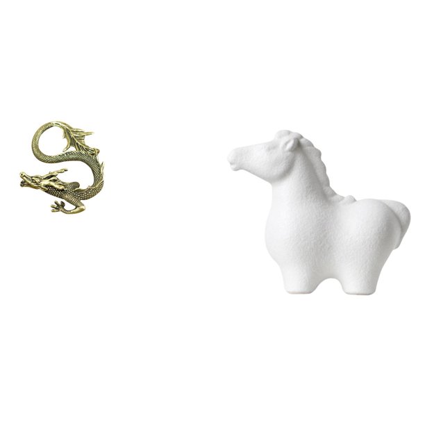 Estatua De Caballo Chino De Porcelana Y Latón, Mini Figura De Mascota De Té, Escultura Decorativa De Animal, Adorno Para Dormitorio, Sala De Estar, Hogar, Oficina, Armario, Chimenea