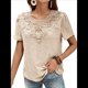 thumbnail image 3 of Blusas Tipo Túnica de Corta para Mujer, Estilo Informal, con Encaje Color de Piel XL, 3 of 10