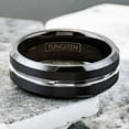 thumbnail image 5 of Tungsten Rings for Men Wedding Bands for Him 8mm Black Silver Line, 5 of 9