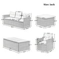 thumbnail image 3 of 6 Pieces Patio Furniture Set Outdoor All-Weather PE Rattan Conversation Set with Dining Table, Removable Cushions for Garden, Poolside, Backyard, Beige, 3 of 12