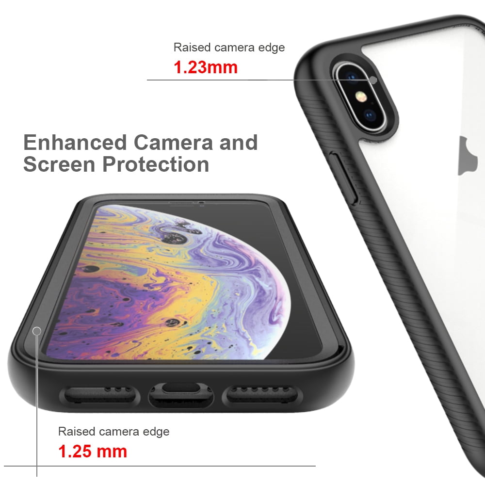 iPhone XS GLASS Case and Tempered Glass Screen Protector Set Full Body 360  Protection for iPhone X / XS 5.8 inch 2017-2018 Black / Clear