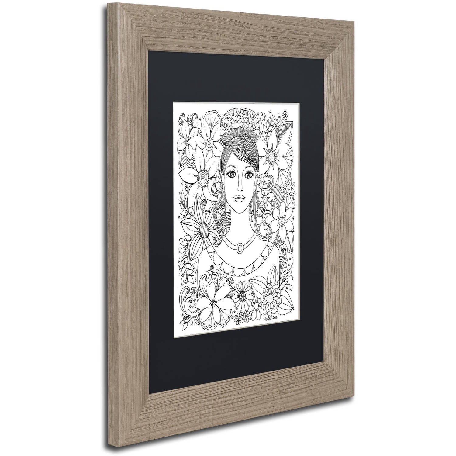 Trademark Fine Art "Woman 4" Canvas Art by KCDoodleArt Black Matte, Birch Frame