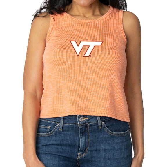 Women's Orange Virginia Tech Hokies Brie Sandwash Tri-Blend Cropped Tank Top