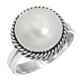 thumbnail image 1 of 925 Silver Ring For Women - Girls White Freshwater Pearl Stone Silver Ring Size 11.5 April Birthstone Costume Silver Ring Size 11.5 Gift For Mother On New Year 925 Gemstone Silver Jewelry, 1 of 5