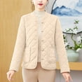 thumbnail image 4 of Women Quilted Puffer Coat Solid Argyle Outwear Notch Lapel Jackets Fall Winter Peacoat Button Long Sleeve Clothing Shacket Jacket Trendy Outfits Fashion Tops with Pockets, 4 of 7