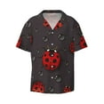 thumbnail image 3 of Cauagu Red Ladybugs Men's Short Sleeve Button Down Hawaiian Shirt for Men Bowling Shirts Casual Summer Beach Shirt,X-Large, 3 of 6