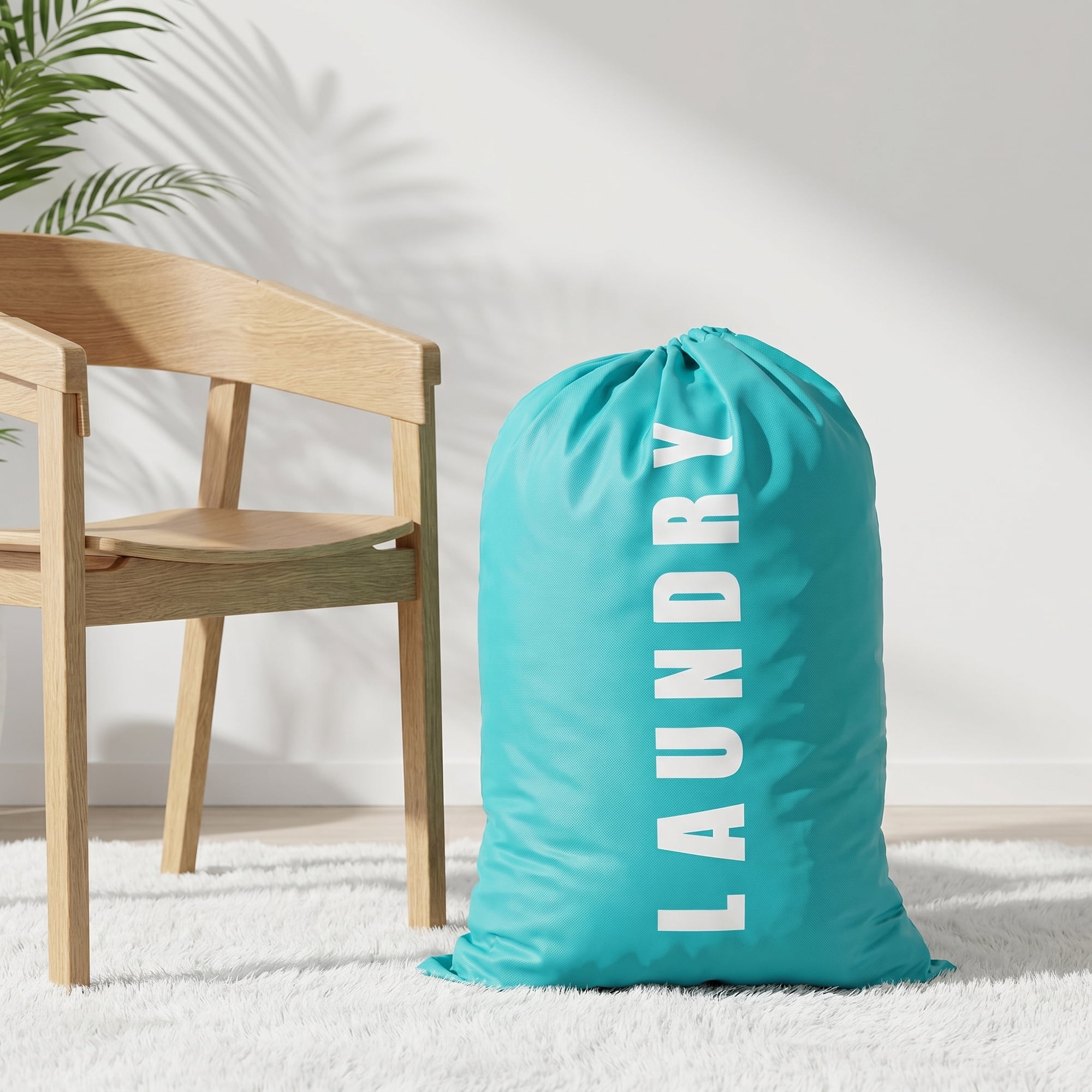 Unique Bargains 2Pcs Waterproof Wet Dry Travel Laundry Bag Green-White 24" x 36.2"