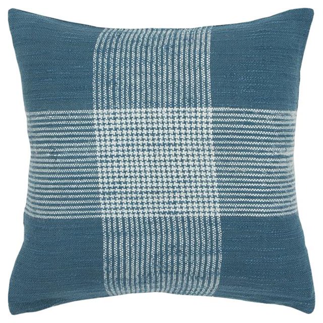 HomeRoots 403315 Teal & White Plaid Pattern Throw Pillow