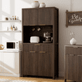 thumbnail image 6 of Aufeile 71" Tall Pantry Storage Cabinet with Drawer and Charging Station, Fluted Pantry Cabinet with Adjustable Shelves for Kitchen Dining Room Living Room, Black, 6 of 8