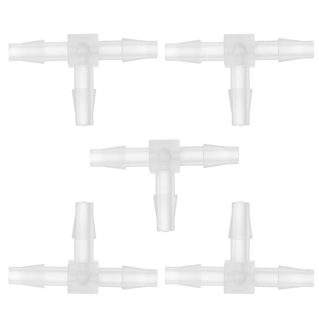 Conector de T de 3 Vías para Tubería de Vacío Unique Bargains 3/16" Plástico Transparente 5pcs