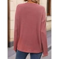 thumbnail image 6 of Womens Henley Long Sleeve Shirt Fall Top V Neck Fashion Dreesy Casual Tunic Sweaters Clothes Trendy Work Outfits Pink L, 6 of 7