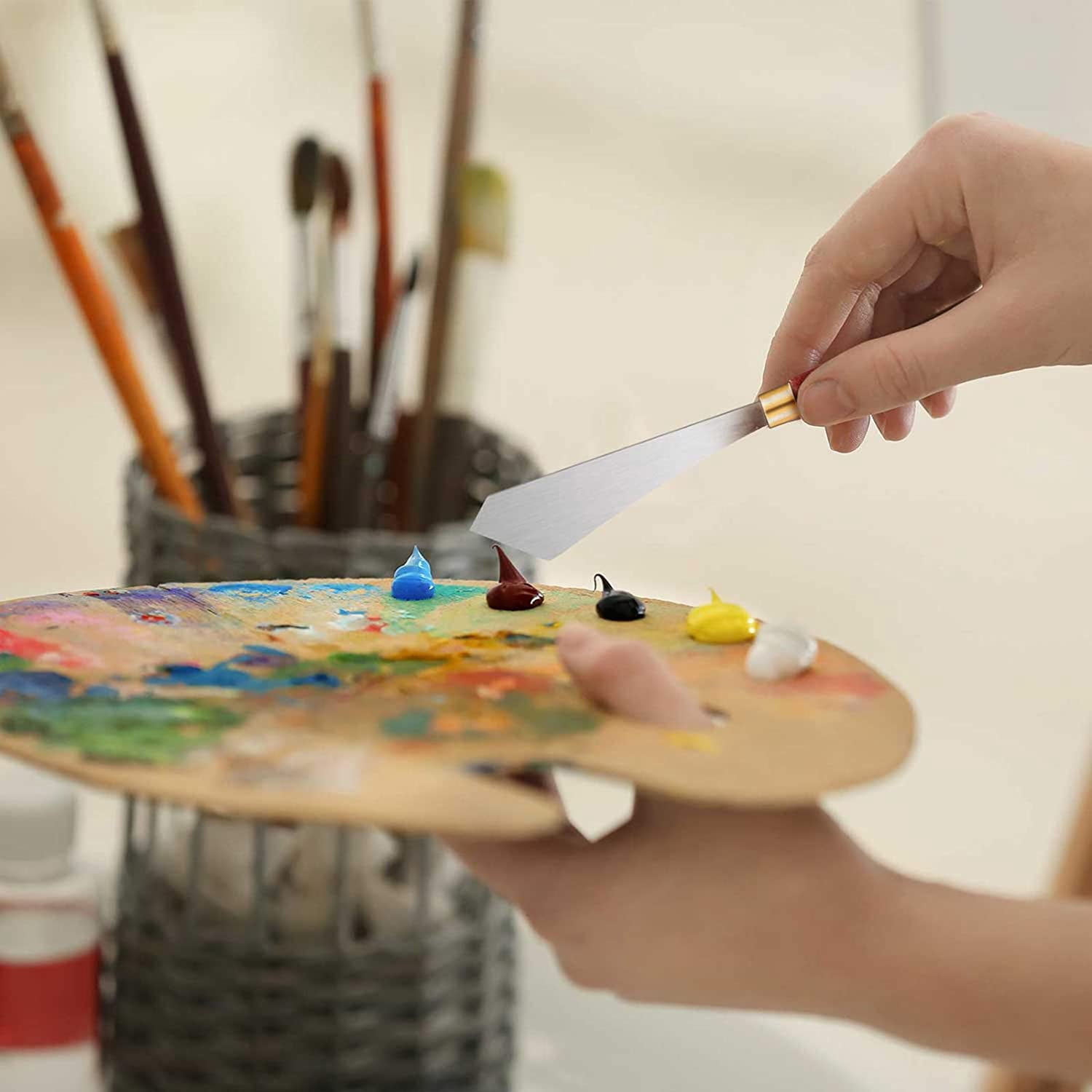 Set De 4 Couteaux à Palette Pointus - Acier Inoxydable - Pour Peinture Et Art