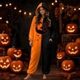 thumbnail image 2 of DHFJKG Pumpkin Onesie For Women Adult Halloween Pajamas Fuzzy Jumpsuit Long Sleeve Hooded Loungewear, 2 of 5