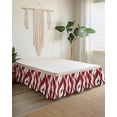 thumbnail image 2 of Red White Moire Wrap Around Bed Skirts for Queen Bed 16" Drop, Bed Skirt with Adjustable Elastic Belt Dust Ruffle Bed Valance for Bedroom Hotel Luxury Modern Abstract Art Bed Frame Cover, 2 of 7