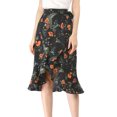 thumbnail image 1 of Unique Bargains Femmes Volant Fusée Cravate Taille Haute Basse Floral Wrap Jupe, 1 of 6