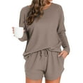 thumbnail image 5 of Waffle Knit Breathable Women's Pajama Sets, Lounge Sets for Women, Camel, 5 of 5