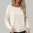 thumbnail image 2 of Breezora Oversized Knitted Sweater Womens Crew Neck Pullover Long Sleeve Casual Jumper Soft Loose Fit Autumn L Size Beige, 2 of 7