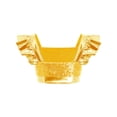 thumbnail image 4 of Choomomo Sequin Flutter Sleeve Dance Crop Top for Girls Square Neck Sparkly Dance Top for Stage Show & Recital Gold 14, 4 of 6