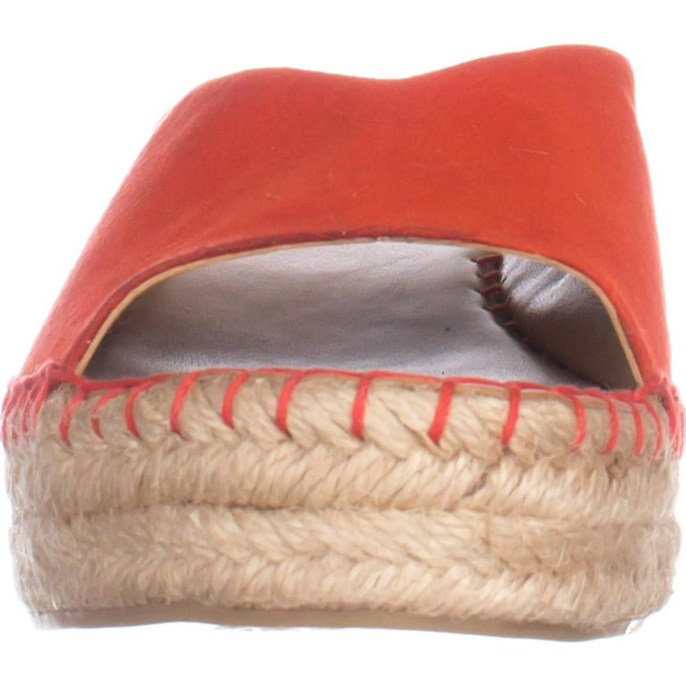 Womens Franco Sarto Pine Espadrille Slip On Wedge Mules Orange