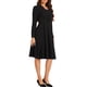thumbnail image 4 of INSPIRAR CHIC Vestidos Elegantes de Oficina para Mujeres con Cuello Cuadrado, Manga Larga, Plisado, Vestido A-line S Negro, 4 of 6