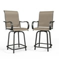 thumbnail image 2 of MRUAKA Patio Swivel Bar Stools Chair of 2, All Weather High Back and Armrest Patio Stools & Bar Chairs for Backyard, Lawn Garden, Balcony , Brown, 2 of 7