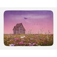 thumbnail image 1 of Meadow Bath Mat, Dreamy Spring Field with Colorful Flowers with Big Old House and Air Balloon, Plush Bathroom Decor Mat with Non Slip Backing, 29.5" X 17.5", Violet Pale Pink, by Ambesonne, 1 of 2