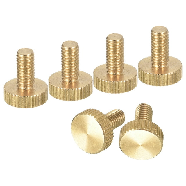 Unique Bargains Vis Moletées pour Pouce M5x10mm, Lot de 6 Vis Planes pour Pouce en Laiton à Tête Moletée Boulons
