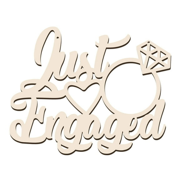 1 pc Just Engaged Wooden Sign Diamond Ring Engagement Decorative Sign Wood Letters Sign Wall Hanging Photo Prop for Bachelorette Bridal Shower Engagement Party Wedding Decor 9.29x11.8"