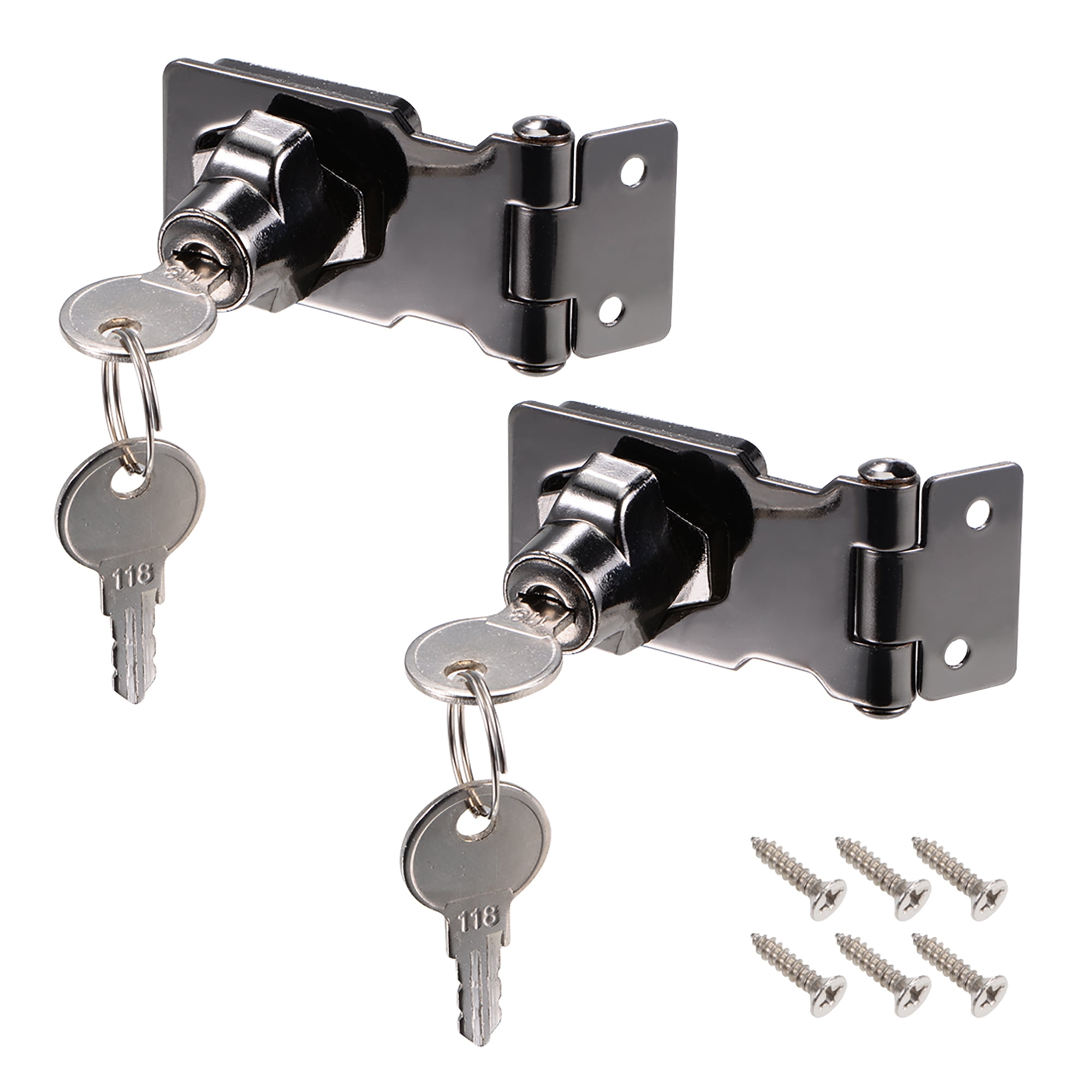 3-inch Keyed Hasp Locks w Screws for Door Keyed Different Black 