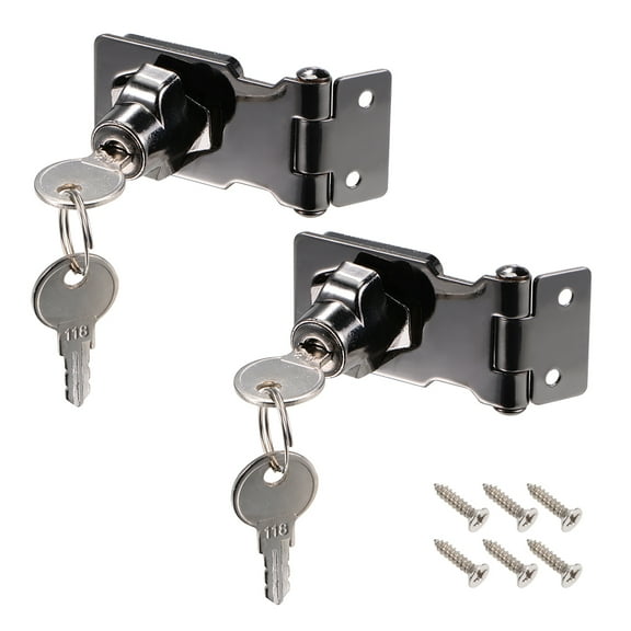 Keyed Hasp Locks with Screws for Door Keyed Alike 2 Piece Black 2.5 Inch